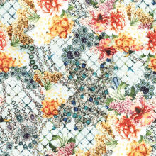 Tela de seda impressa Digitas do teste padrão de flor da tela do vestuário (XF-0068)
